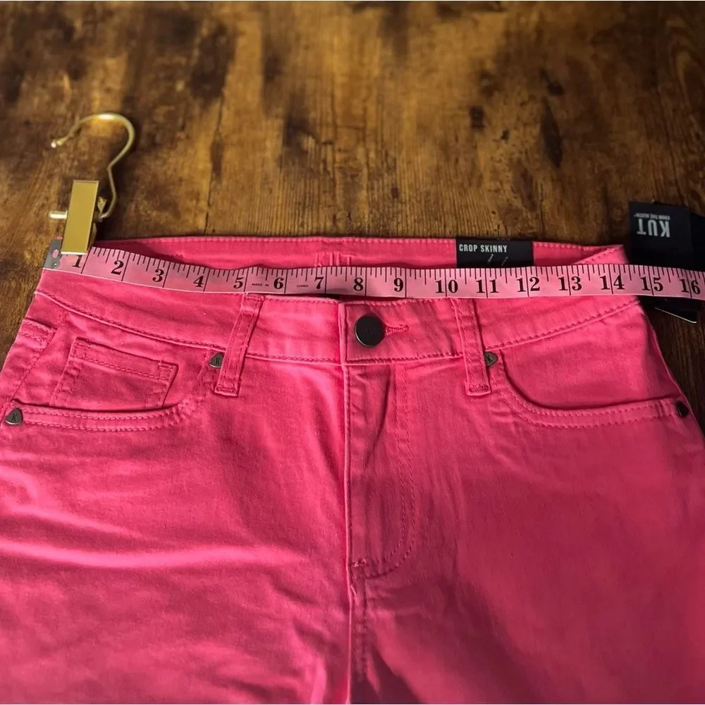 KUT from the Kloth Crop Skinny Stretch Denim Jean in Honeysuckle, Size 6. NWT!
